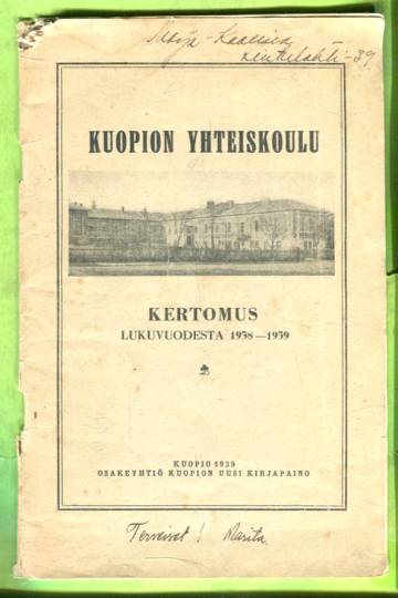 Kuopion yhteiskoulun vuosikertomus 1938-1939